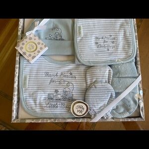 Little Me Baby Set in Soft Blue and White